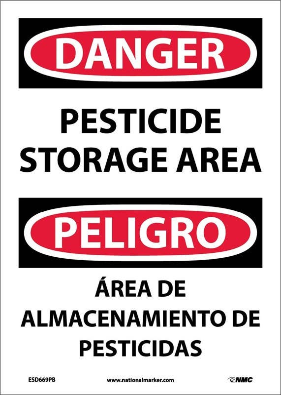 AccuformNMC SBMCAW Bilingual OSHA Danger Safety Sign, Pesticide Storage Area