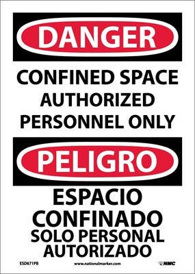 AccuformNMC SBMCSP Bilingual OSHA Danger Safety Sign, Confined Space - Authorized Personnel Only