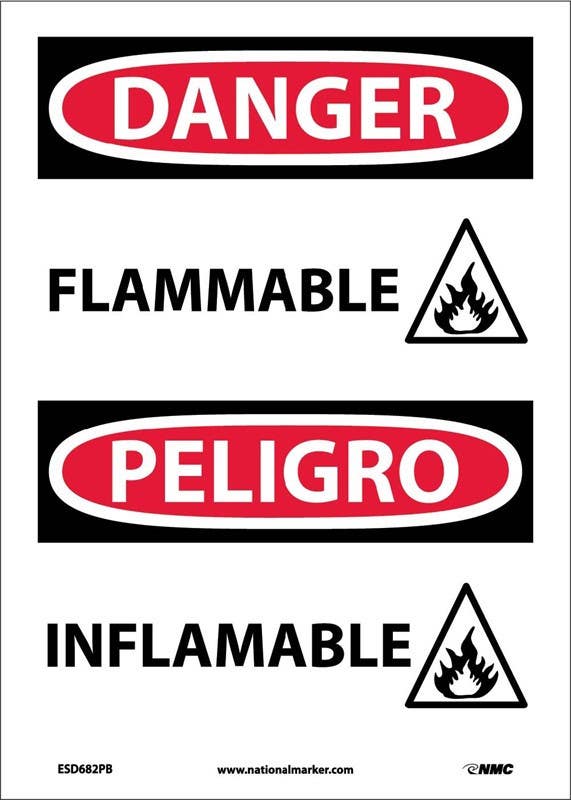 AccuformNMC SBMCHG109 Bilingual Danger Safety Sign, Flammable, 14" x 10"