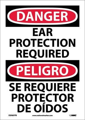 AccuformNMC SBMPPA Bilingual OSHA Danger Safety Sign, Ear Protection Required