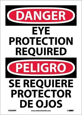 AccuformNMC SBMPPA Bilingual Spanish OSHA Danger Safety Sign, Eye Protection Required