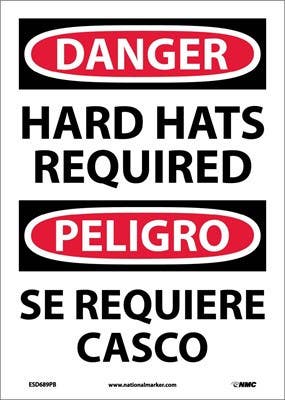 AccuformNMC SBMPPA Bilingual OSHA Danger Safety Sign, Hard Hats Required