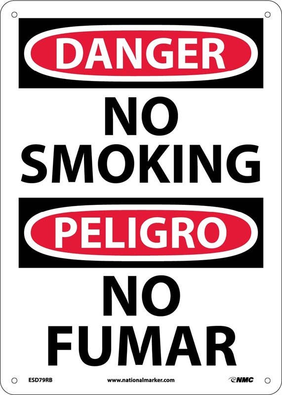 AccuformNMC SBMSMK Bilingual Danger Safety Sign, No Smoking