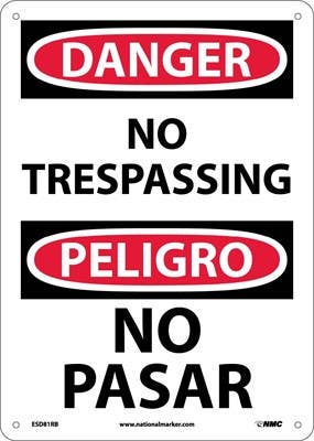 AccuformNMC SBMA Bilingual OSHA Danger Safety Sign, No Trespassing