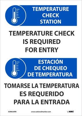AccuformNMC ESM634 Temperature Check Station Sign, Eng/Esp, 14" x 10"