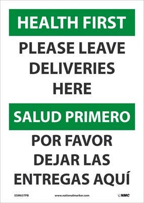 AccuformNMC ESM637 Please Leave Deliveries Here Sign, Eng/Esp, 14" x 10"