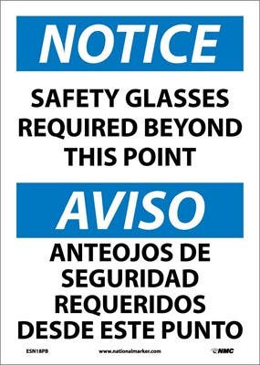 AccuformNMC SBMPPA818 OSHA Notice Safety Sign, Safety Glasses Required Beyond This Point, 14" x 10"