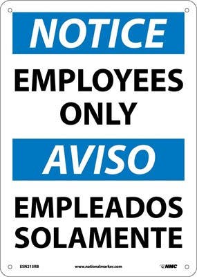 AccuformNMC SBMAD Bilingual OSHA Notice Safety Sign, Employees Only