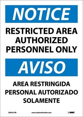 AccuformNMC SBMAD Bilingual OSHA Notice Safety Sign, Restricted Area Authorized Personnel Only