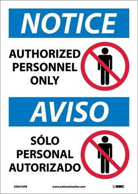 AccuformNMC SBMAD Bilingual OSHA Notice Safety Sign, Authorized Personnel Only