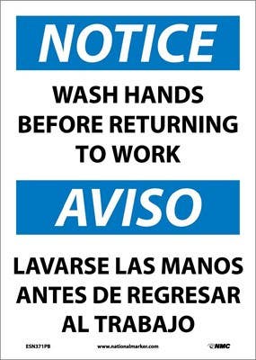 AccuformNMC ESN371 Notice, Wash Hands Sign - Bilingual, 14" x 10"