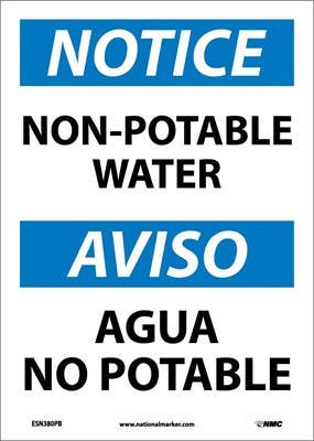AccuformNMC SBMCAW800 Bilingual Safety Sign, Non-Potable Water, 14" x 10"