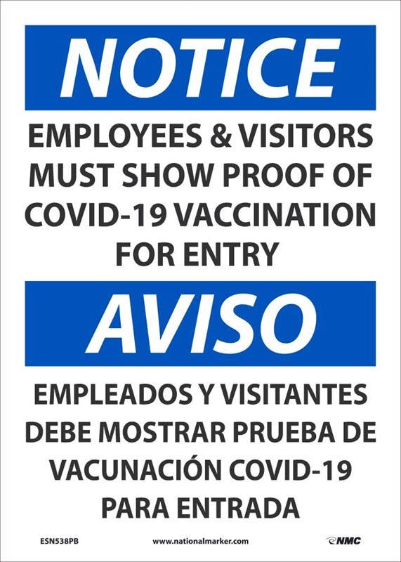 AccuformNMC SBMBDX808 Bilingual OSHA Notice Safety Sign, To Enter Employees..., 14" x 10"
