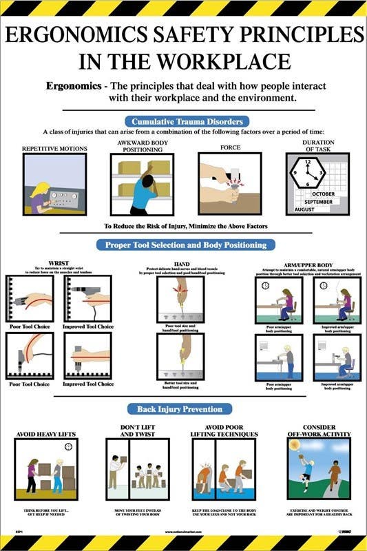 AccuformNMC ESP1 Ergonomics Safety Principles In The Workplace Poster, 36" x 24"