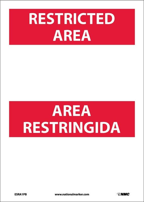 AccuformNMC ESRA1 Restricted Area, Sign - Bilingual, 14" x 10"