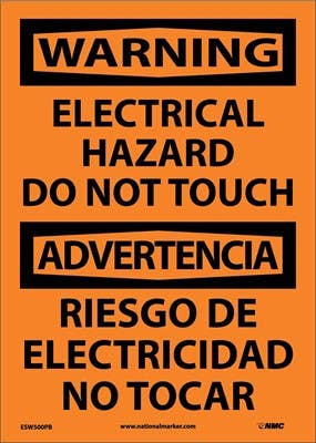AccuformNMC ESW500 Warning, Electrical Hazard Do Not Touch Sign - Bilingual, 14" x 10"