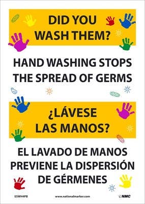 AccuformNMC ESWH4 Did You Wash Them Sign, Eng/Esp, 14" x 10"