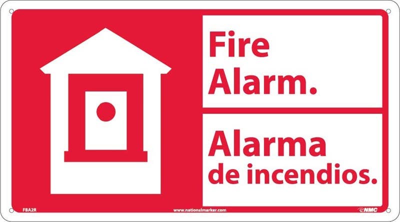 AccuformNMC FBA2 Fire Alarm Sign - Bilingual, 10" x 18"