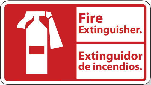 AccuformNMC MTAS500 Bilingual ANSI Safety Sign, Fire Extinguisher, 10" x 14"