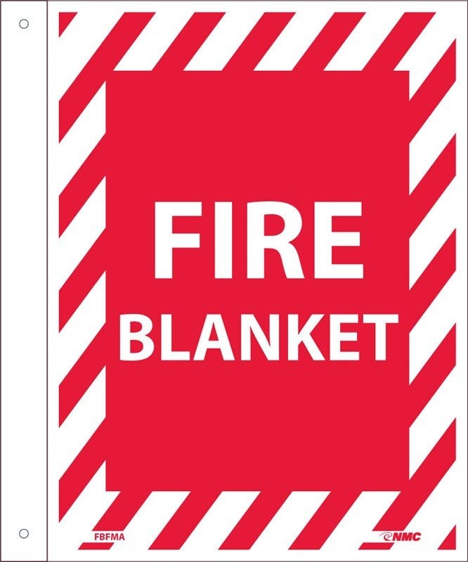 AccuformNMC FBFMA Fire Blanket Sign, 12" x 9", .040 Alum Flanged