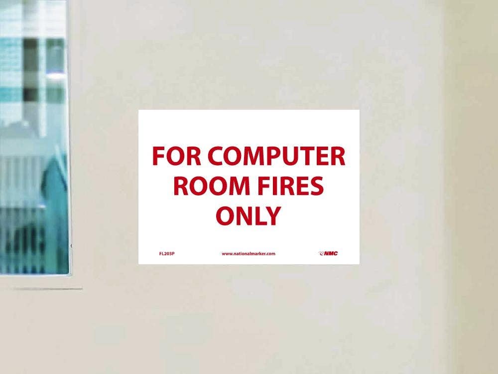 AccuformNMC FL203P For Computer Room Fires Only Sign, 7" x 10", Adhesive Backed Vinyl