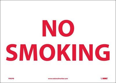 AccuformNMC MSMK Safety Sign, No Smoking, White/Red