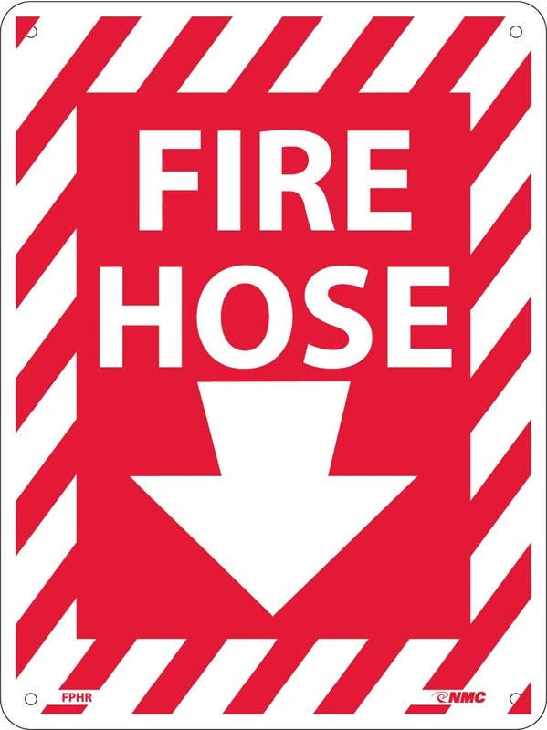 AccuformNMC FPH Fire Hose Sign w/ Down Arrow, 12" x 9"