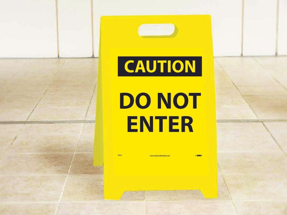AccuformNMC FS13 Caution, Do Not Enter Double-Sided Floor Sign, 19" x 12"
