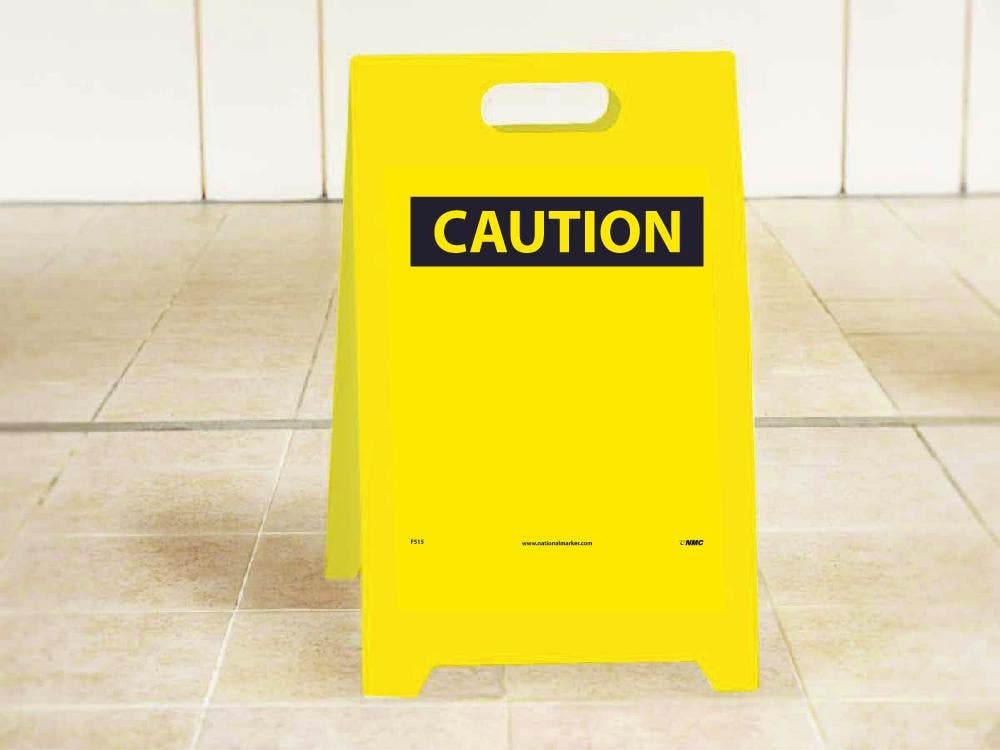AccuformNMC PFE400 OSHA Caution Reversible Fold-Ups, Floor Sign, Blank, 20" x 12"