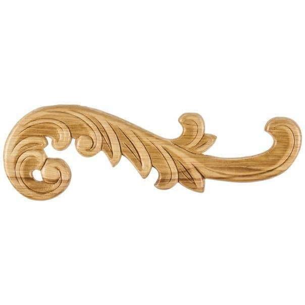 Hardware Resources PAPL-05 Curved Pressed Acanthus Applique, Wood Species-Rubberwood