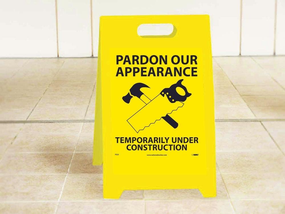 AccuformNMC FS23 Caution, Hazardous Area Double-Sided Floor Sign, 19" x 12"