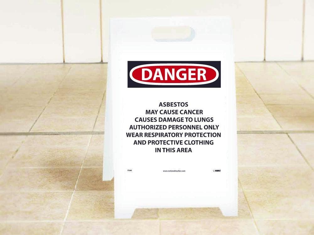 AccuformNMC PFE413 OSHA Danger Reversible Fold-Ups Floor Sign, Asbestos…/Asbestos..., 20" x 12"