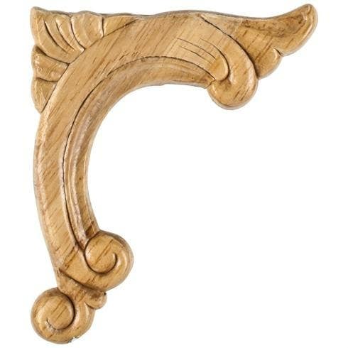 Hardware Resources PAPL-12 Pressed Acanthus Corner Applique, Wood Species-Rubberwood