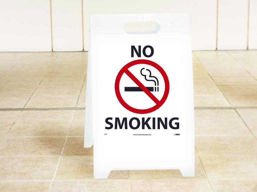 AccuformNMC PFE476 OSHA Danger Reversible Fold-Ups Floor Sign, No Smoking/Flammable, 20" x 12"