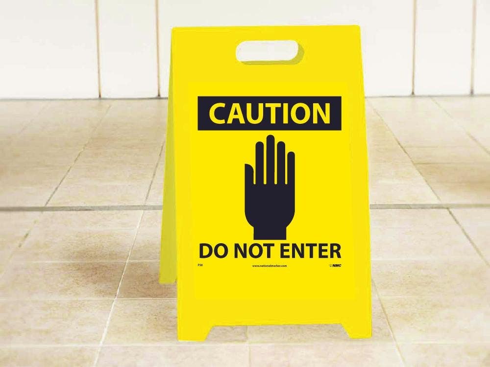 AccuformNMC PFE401 OSHA Danger Reversible Fold-Ups Floor Sign, Do Not Enter/Keep Out, 20" x 12"