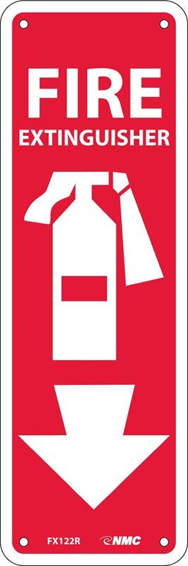 AccuformNMC FX122P Fire Extinguisher Sign, Adhesive Backed Vinyl, 12" x 4"