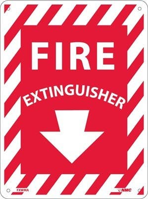 AccuformNMC MFXG Safety Sign, Fire Extinguisher (Down Arrow White)