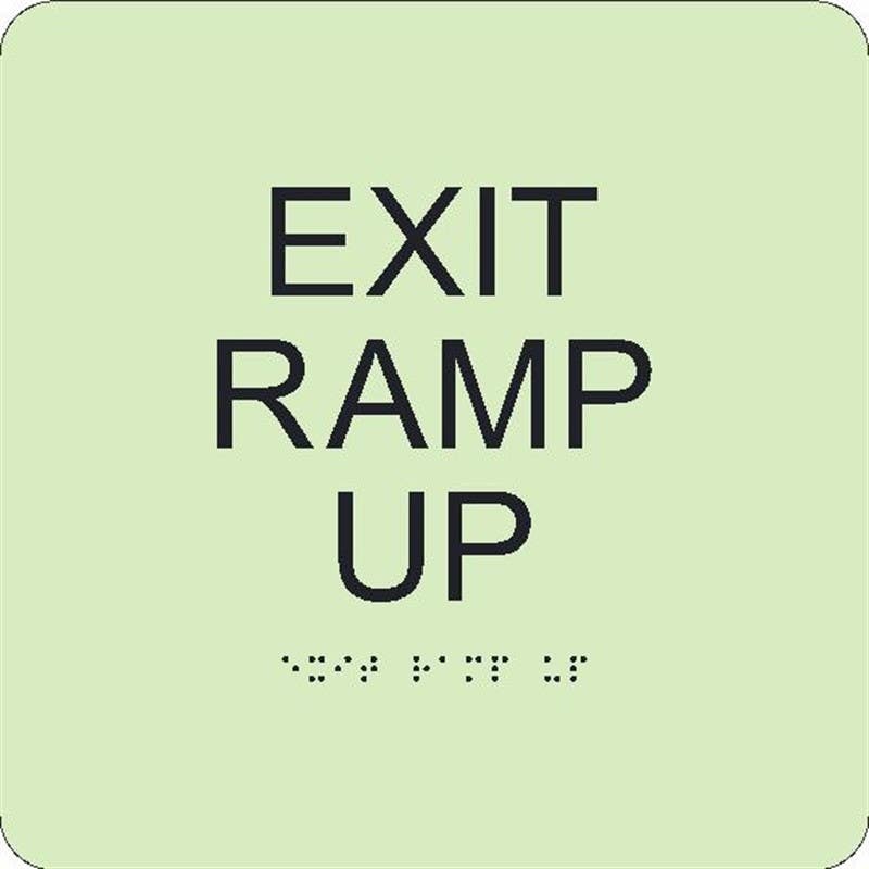 AccuformNMC GADA103BK Glow, Exit Ramp Up Braille Sign, 8" x 8"