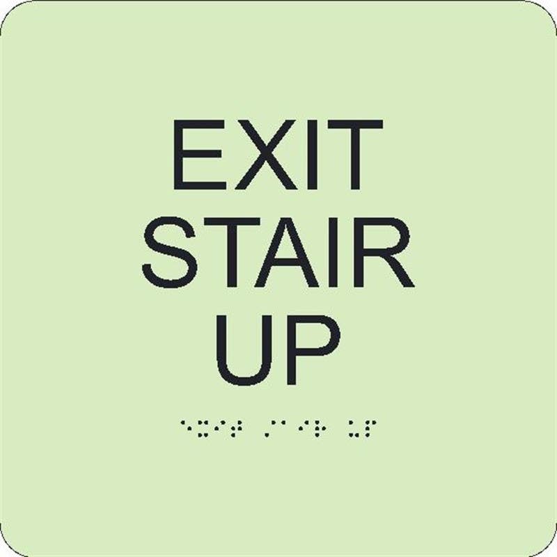 AccuformNMC GADA106BK Glow, Exit Stair Up Braille Sign, 8" x 8"