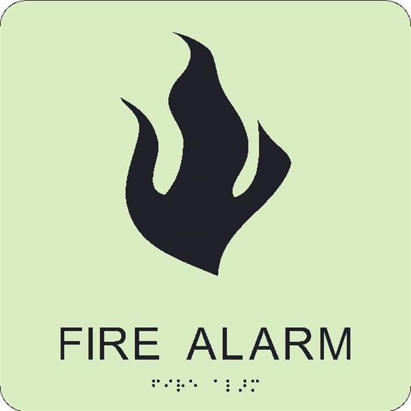 AccuformNMC GADA107BK Glow, Fire Alarm Braille Sign, 8" x 8"