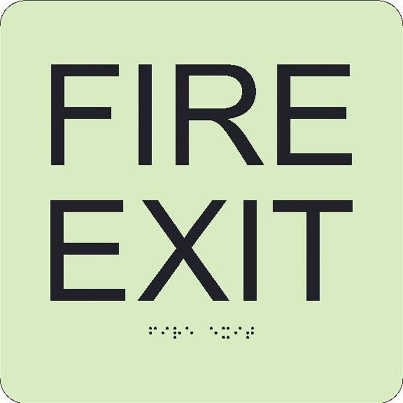 AccuformNMC GADA109BK Glow, Fire Exit Braille Sign, 8" x 8"