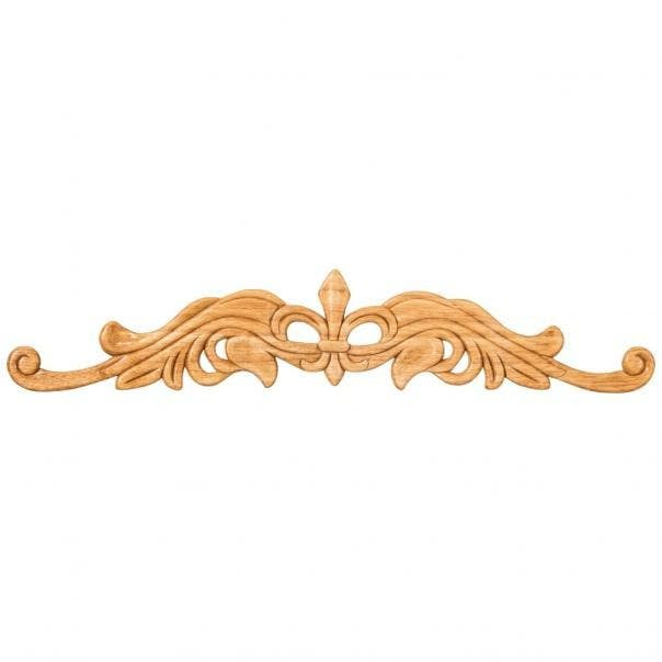 Hardware Resources PONL-08-20RW Pressed Fleur-de-Lis Onlay, Wood Species-Rubberwood