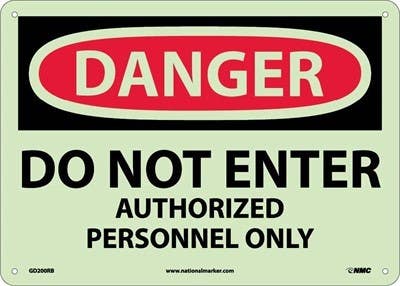 AccuformNMC GD200 Glow-In-The-Dark OSHA Danger Safety Sign, Do Not Enter..., 10" x 14"