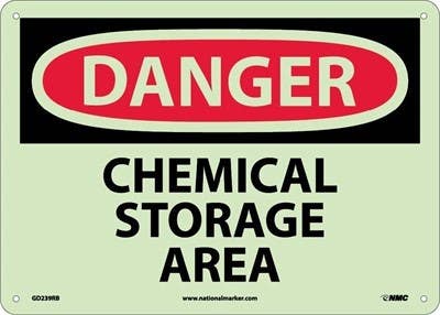 AccuformNMC GD239RB Danger, Chemical Storage Area Sign , 6 Hour Glow Plastic, 10" x 14"
