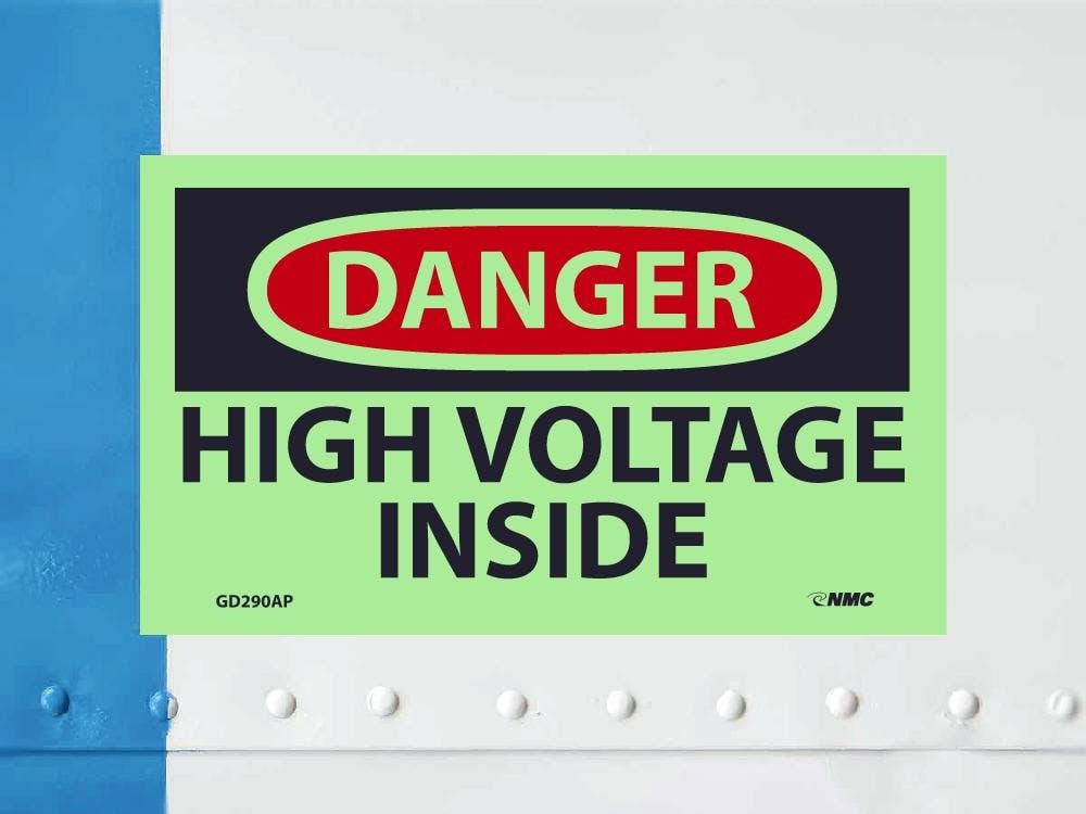 AccuformNMC GD290AP Danger, High Voltage Inside Label, 3" x 5", PS Vinylglow, 5/Pk