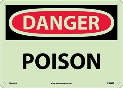 AccuformNMC MLCH110 OSHA Danger Glow Safety Sign, Poison, 10" x 14"