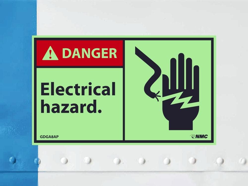 AccuformNMC GDGA8AP Danger, Electrical Hazard Label, 3" x 5", PS Vinylglow, 5/Pk