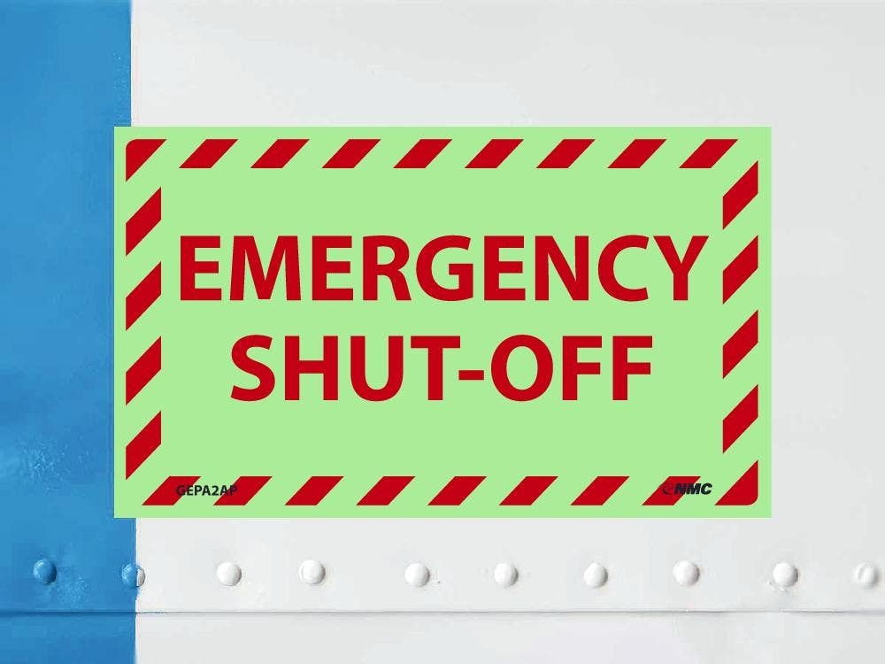 AccuformNMC GEPA2AP Emergency Shut-Off Label, 3" x 5", PS Vinylglow, 5/Pk