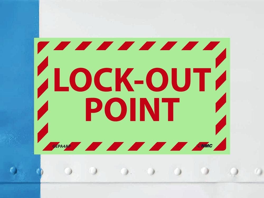 AccuformNMC GEPA4AP Lock-Out Point Label, 3" x 5", PS Vinylglow, 5/Pk