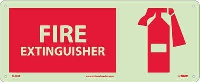 AccuformNMC MLFX511 Glow-In-The-Dark Safety Sign, Fire Extinguisher, 7" x 14"